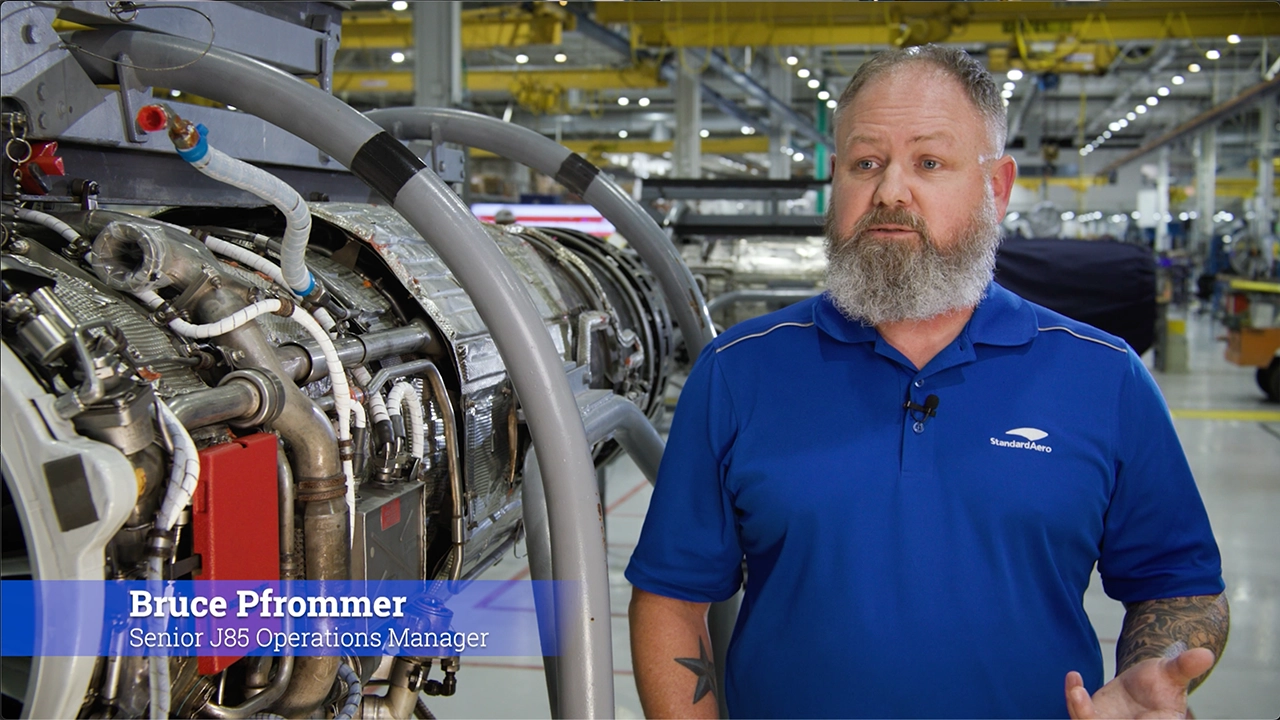 Aerospace interview video production at StandardAero facility in San Antonio